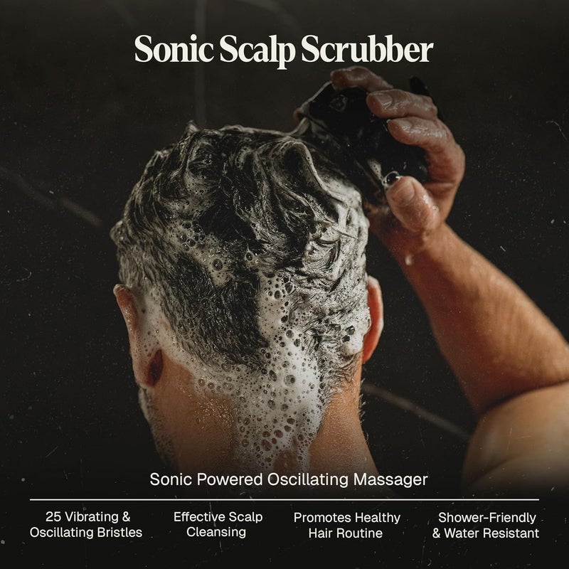 Black Wolf Sonic Scalp Scrubber - Electric Hair & Scalp Massager Brush with 3-Speed Oscillation - Rechargeable Shower Brush & Head Scrubber with Soft Silicone Bristles for Deep Clean & Exfoliation - Image 2